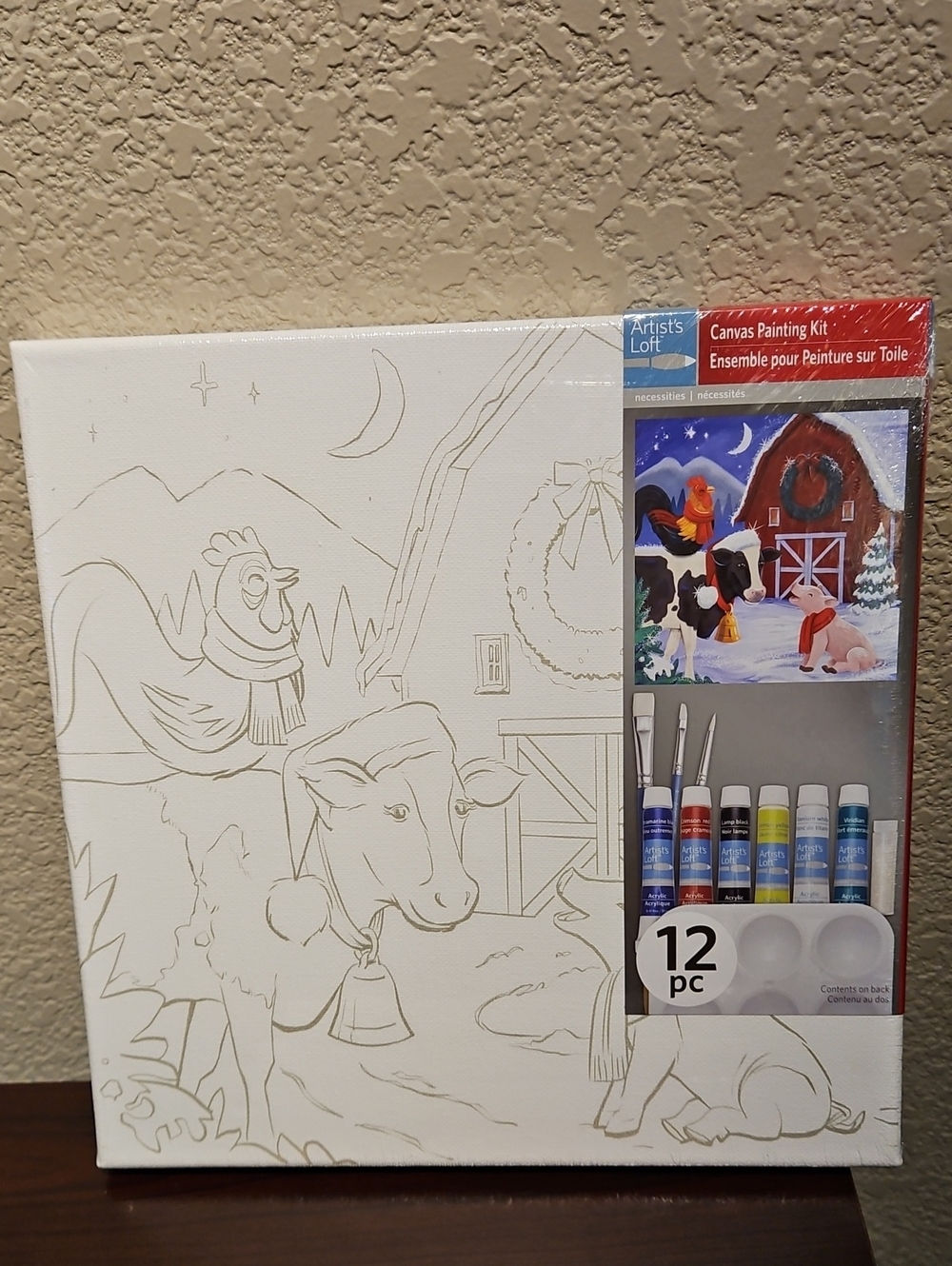 Christmas Canvas Painting Kit - Farm Animals With Barn